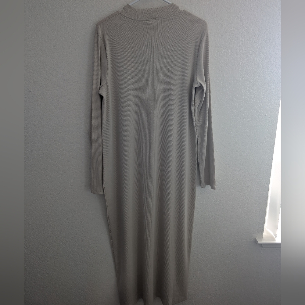 Zara Long Sleeve Maxi Dress Beige Size Large - Picture 3 of 5